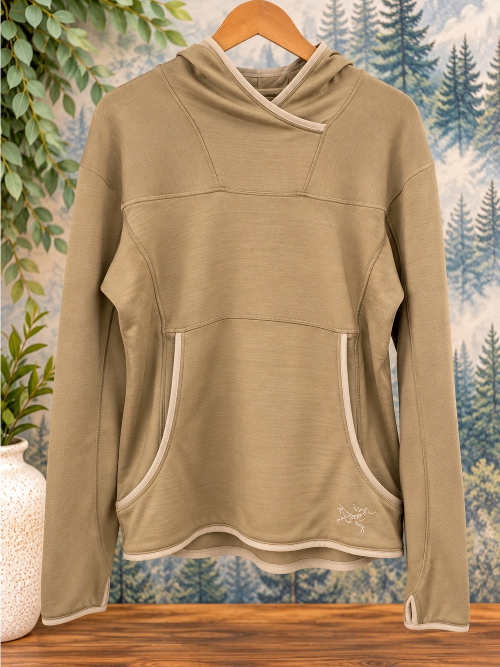 Arc'teryx Olive Hooded Cowl Neck Sweater
